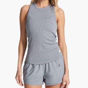 Vuori Sunrise High Neck Knit Gray Fitted Sleeveless Tank Top